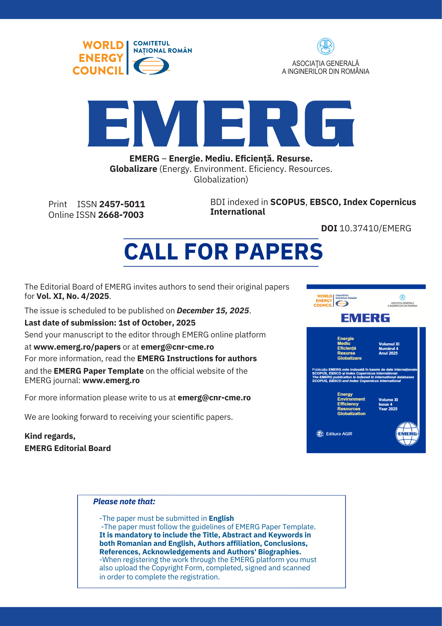 Call for Papers – EMERG 4/2025