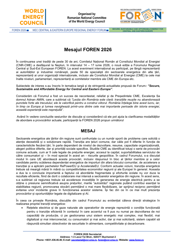 Mesajul FOREN 2026